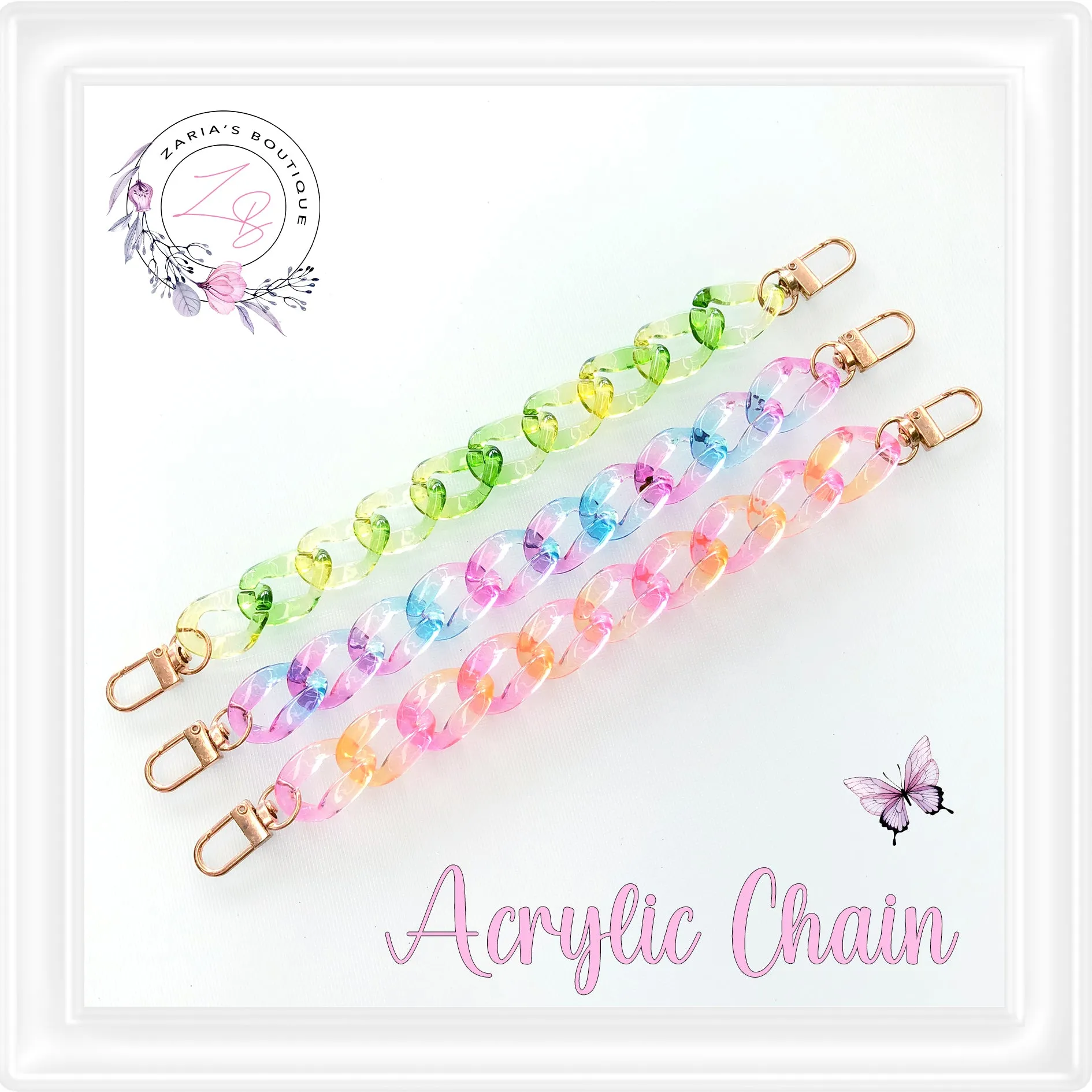 ⋅  Acrylic Chain With Lobster Clasps ⋅ Multi-Colour ⋅
