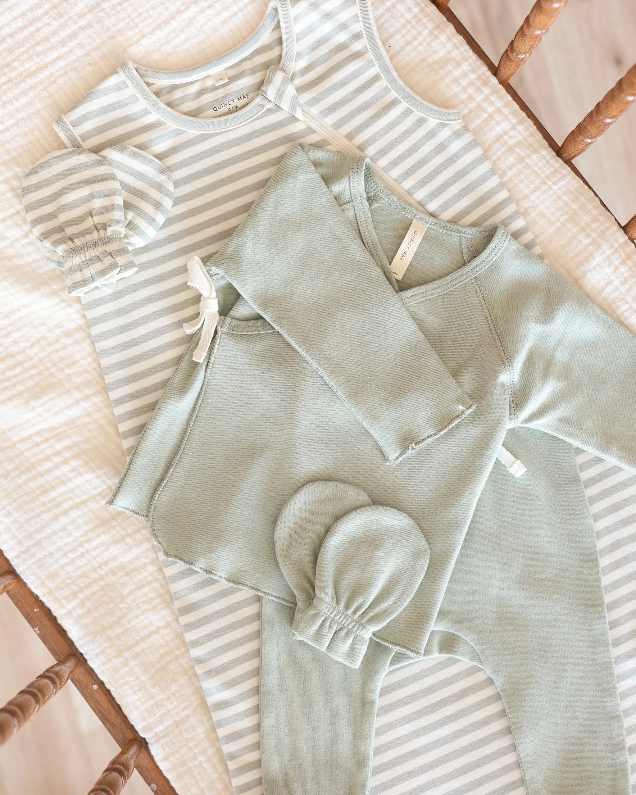 -Jersey Sleep Bag || Sage Stripe-