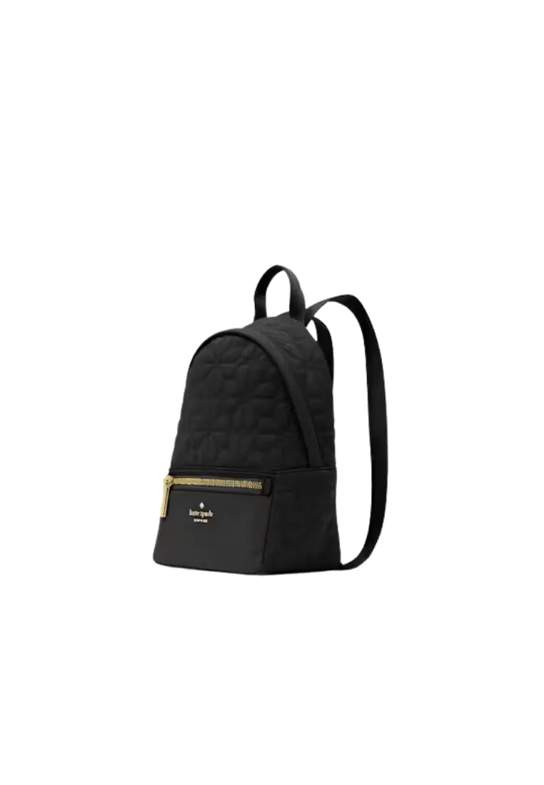 ( PREORDER ) Kate Spade Spade Flower Quilted Nylon Small Backpack In Black KK158