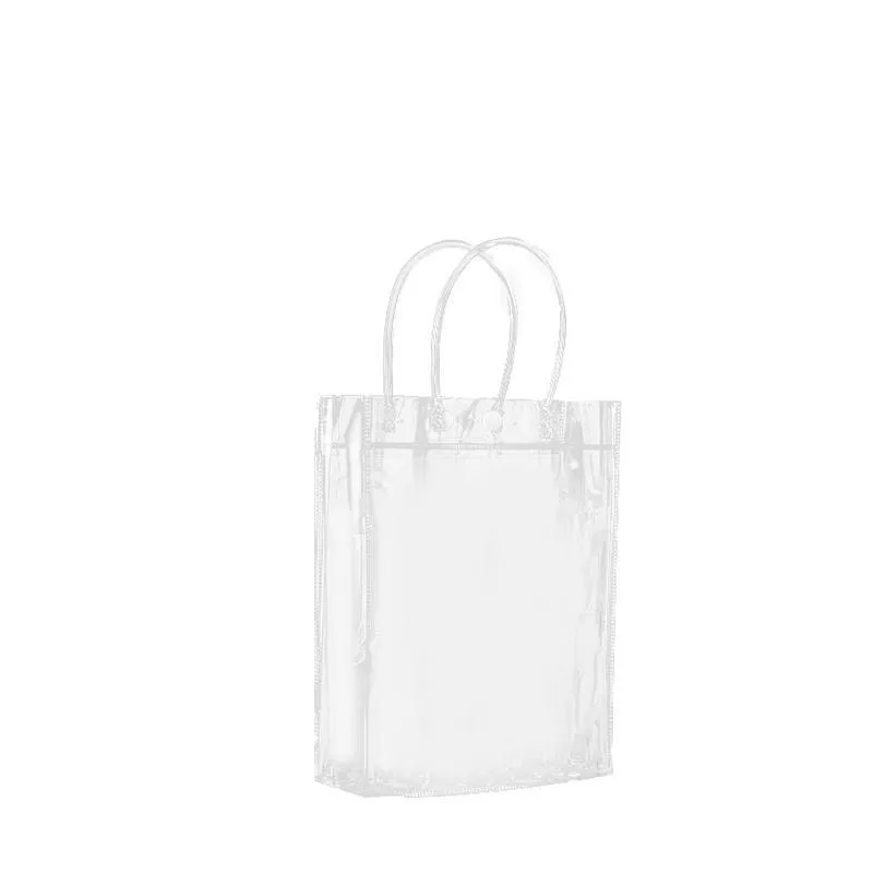 100x PVC Transparent Gift Tote Bag with Snap Button for Packaging