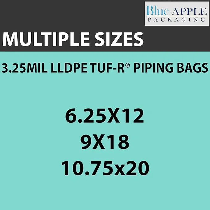 10.75X20 inches Piping Bags for Pastry, Cakes 3.25 Mil Tuf-R® LLDPE