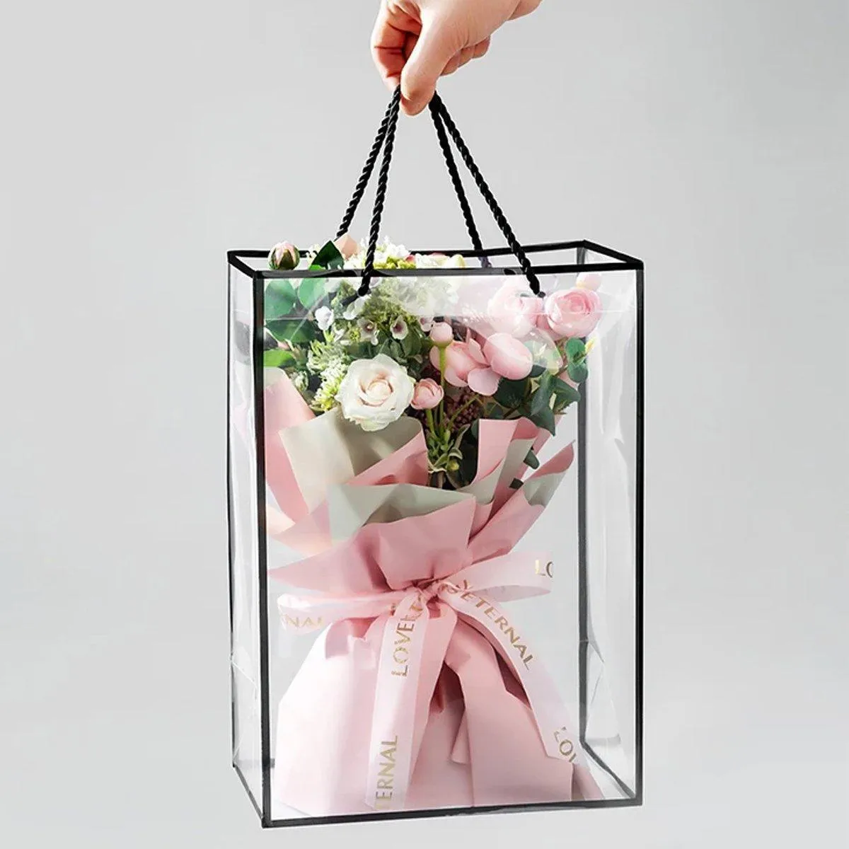 10pcs Clear Transparent Tote Bags Handbags Toy Storage Gift Shopping Bags
