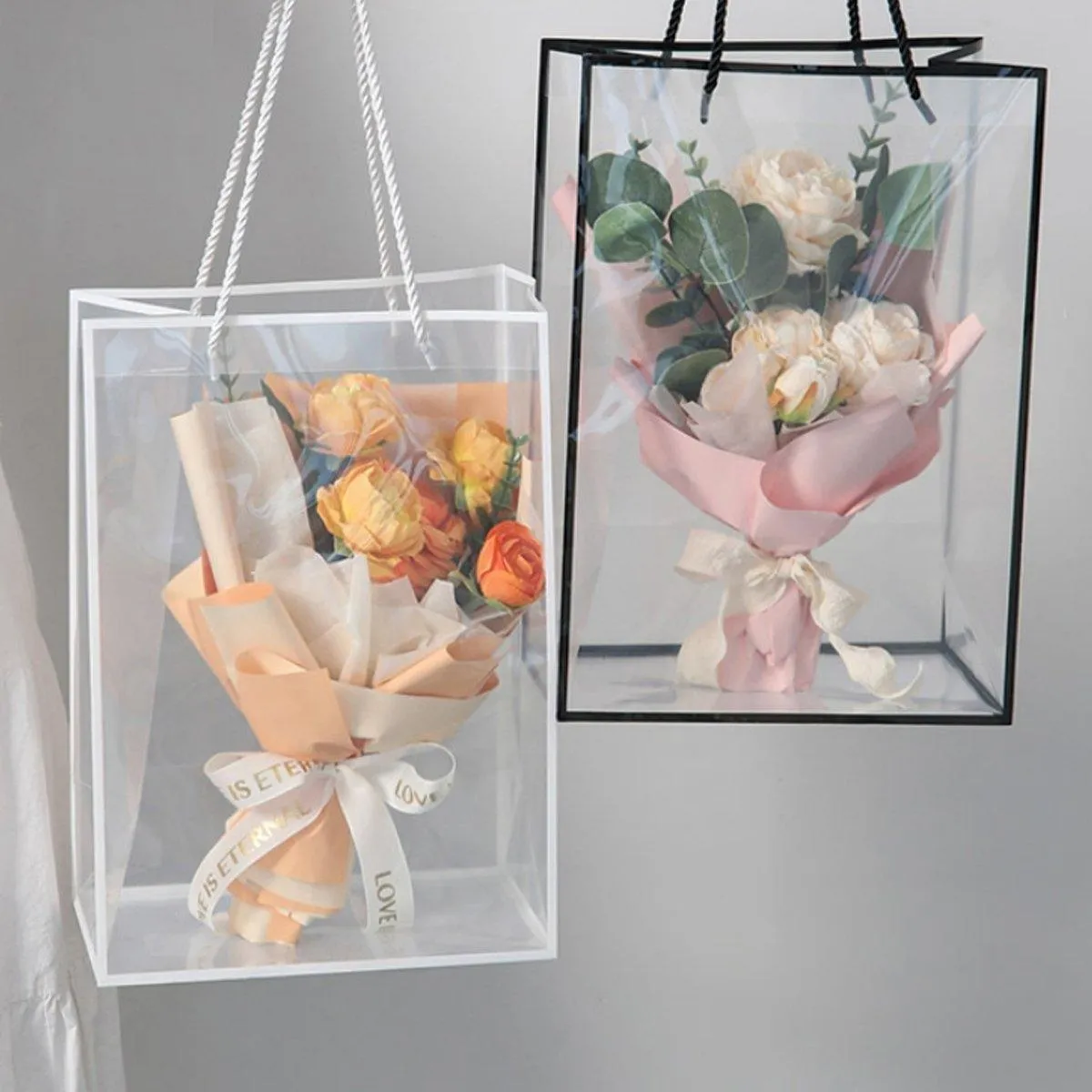10pcs Clear Transparent Tote Bags Handbags Toy Storage Gift Shopping Bags
