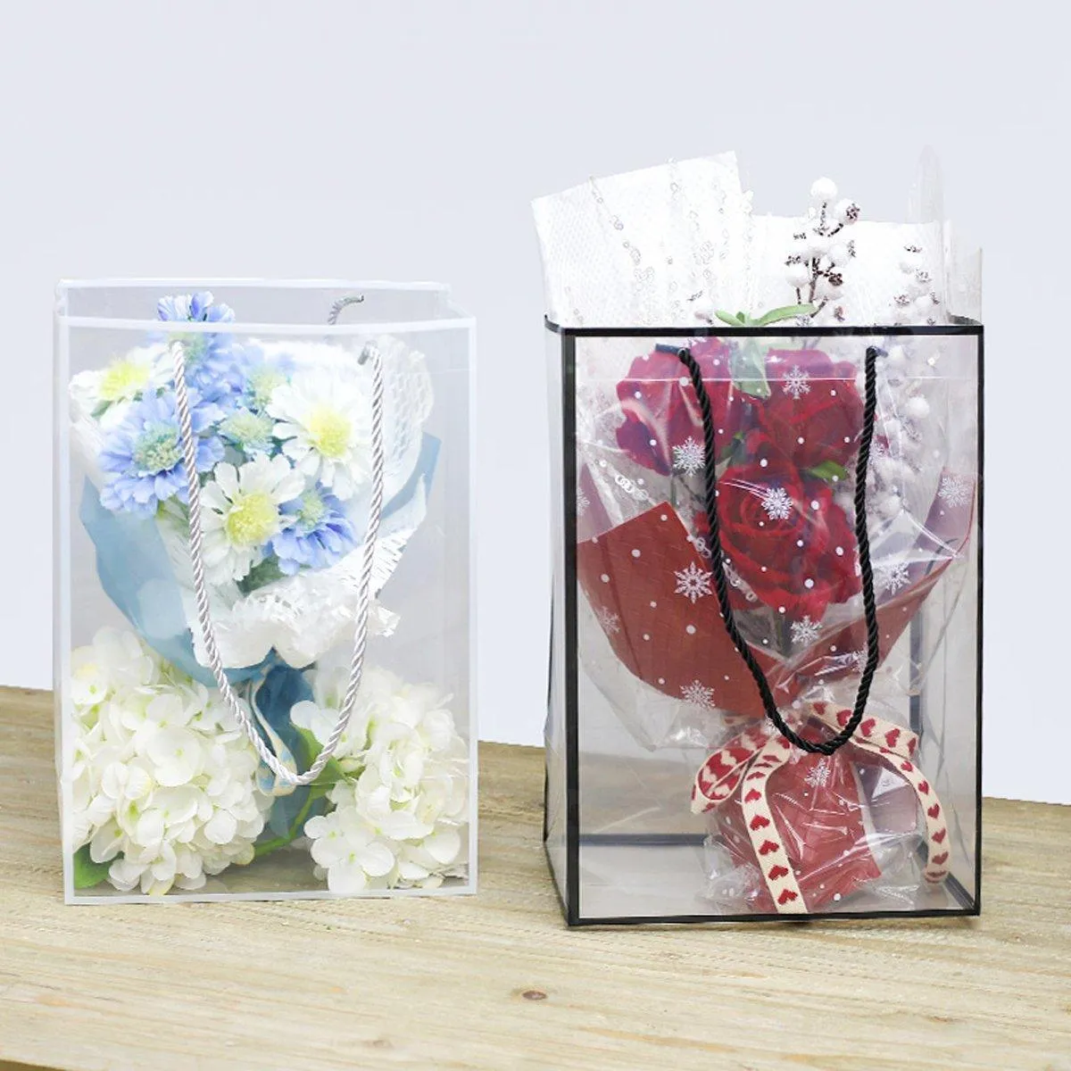 10pcs Clear Transparent Tote Bags Handbags Toy Storage Gift Shopping Bags