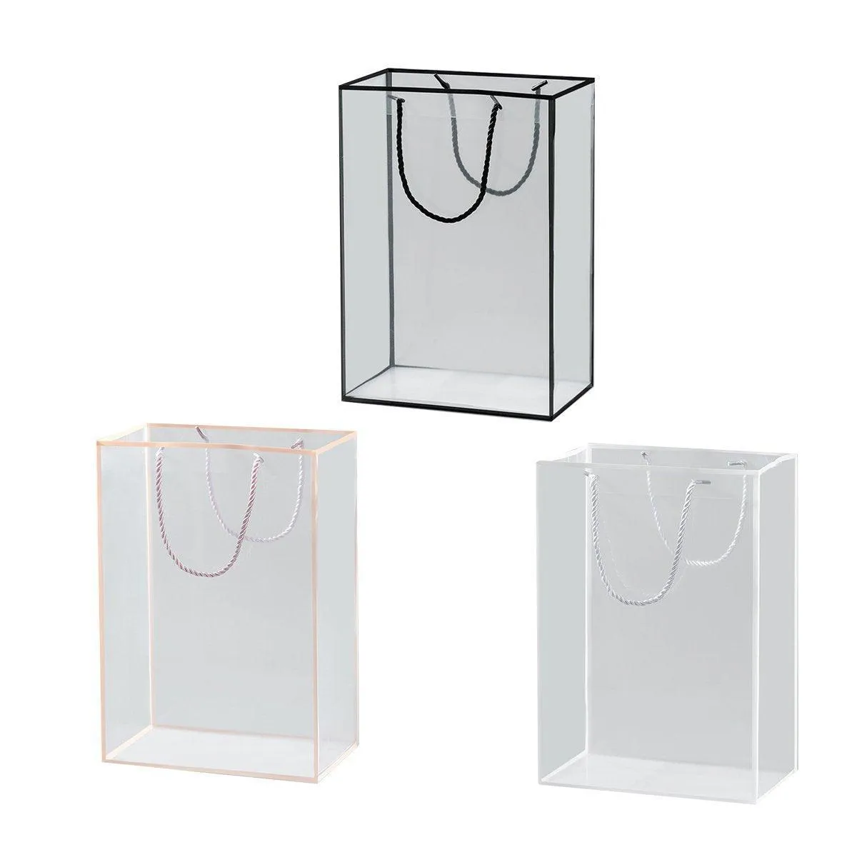 10pcs Clear Transparent Tote Bags Handbags Toy Storage Gift Shopping Bags