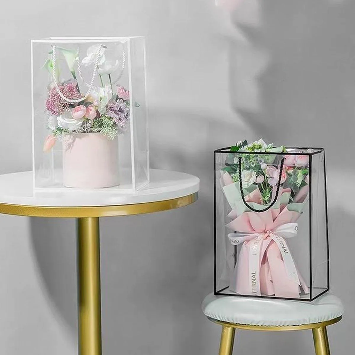 10pcs Clear Transparent Tote Bags Handbags Toy Storage Gift Shopping Bags