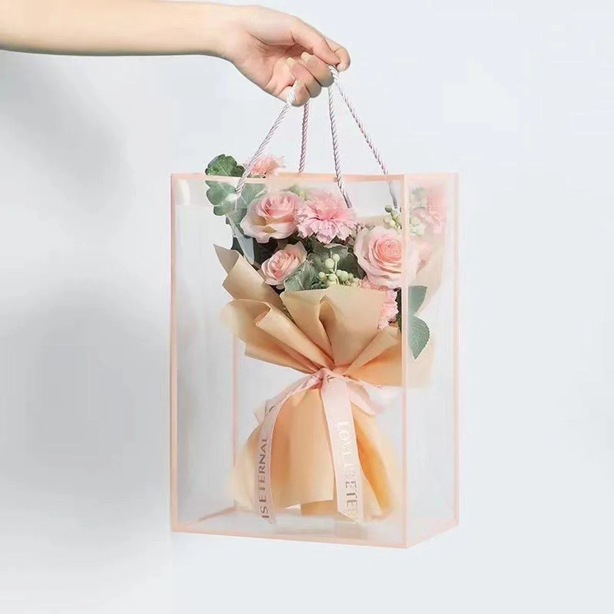 10pcs Clear Transparent Tote Bags Handbags Toy Storage Gift Shopping Bags
