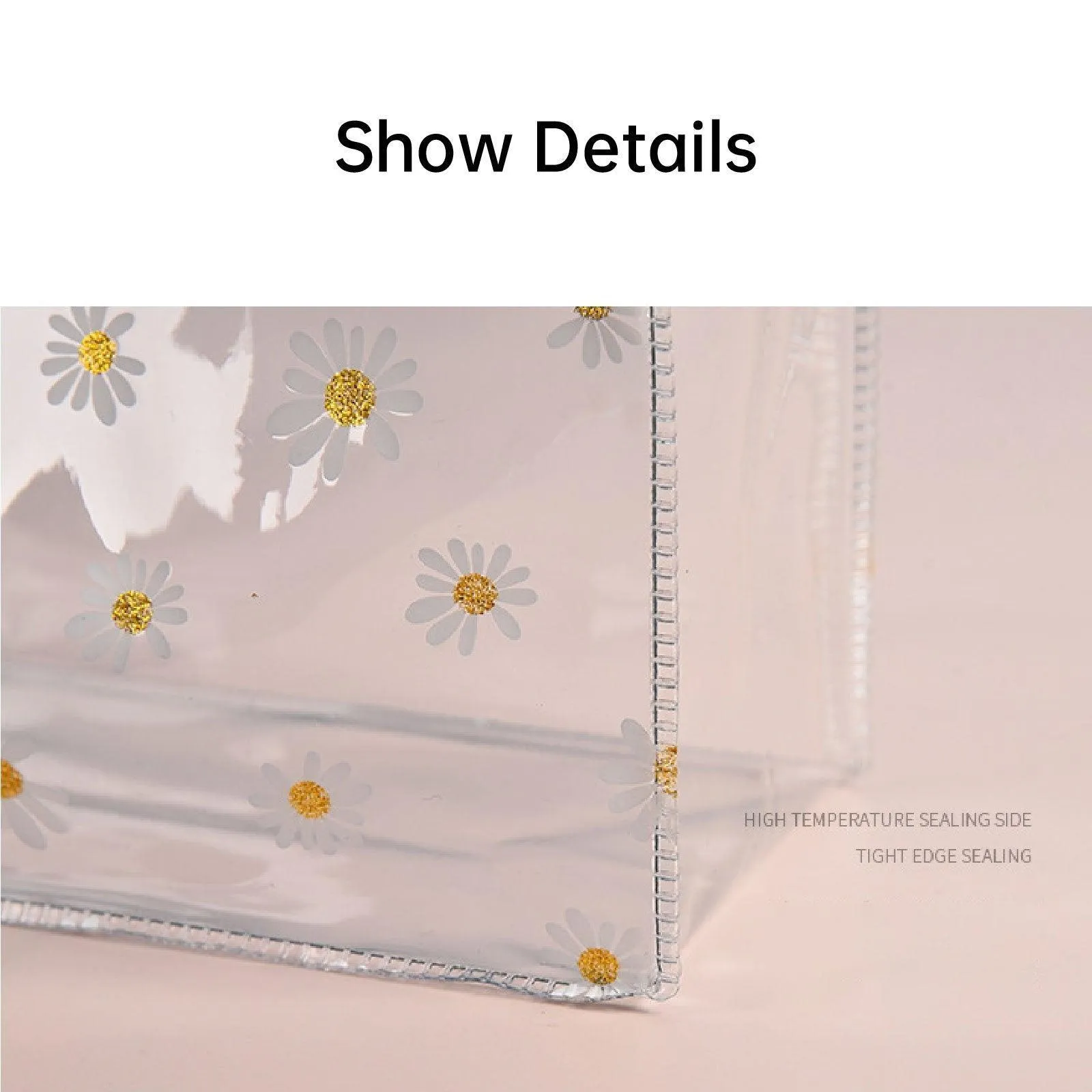 10pcs Small Fresh Transparent PVC Tote Bag Wedding Candy Gift Bag Daisy Design
