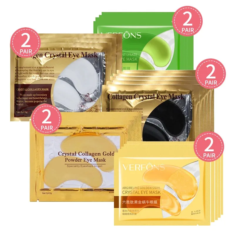 10pcs=5packs Gold Crystal Collagen Eye Mask Eye Patches Eye Mask For Face Care Dark Circles Remove Gel Mask for the Eyes