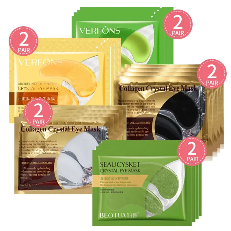 10pcs=5packs Gold Crystal Collagen Eye Mask Eye Patches Eye Mask For Face Care Dark Circles Remove Gel Mask for the Eyes