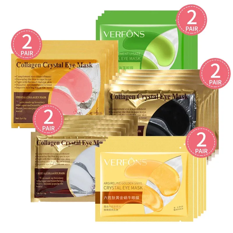 10pcs=5packs Gold Crystal Collagen Eye Mask Eye Patches Eye Mask For Face Care Dark Circles Remove Gel Mask for the Eyes