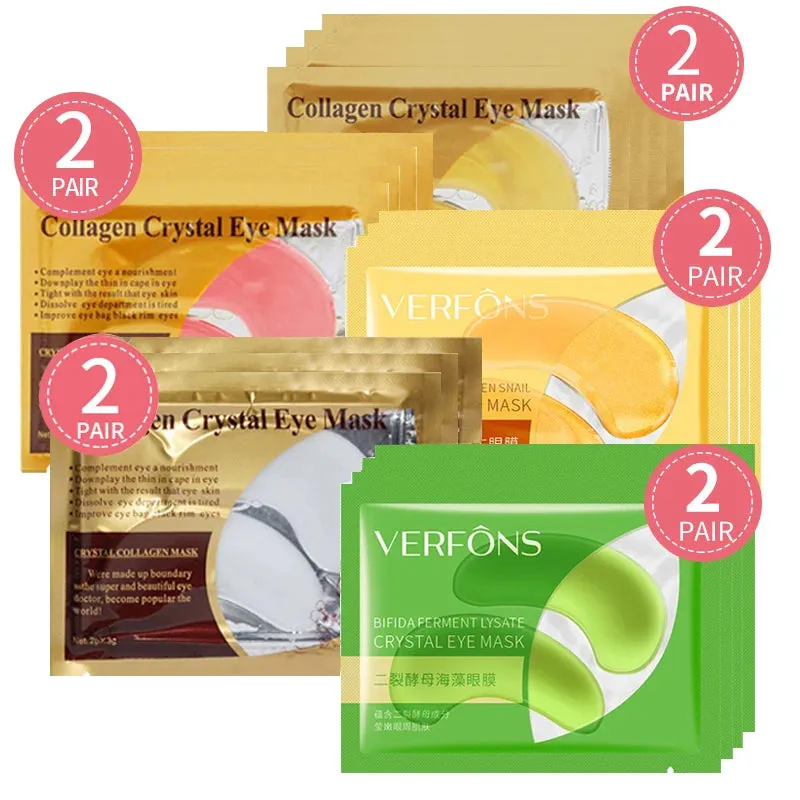 10pcs=5packs Gold Crystal Collagen Eye Mask Eye Patches Eye Mask For Face Care Dark Circles Remove Gel Mask for the Eyes