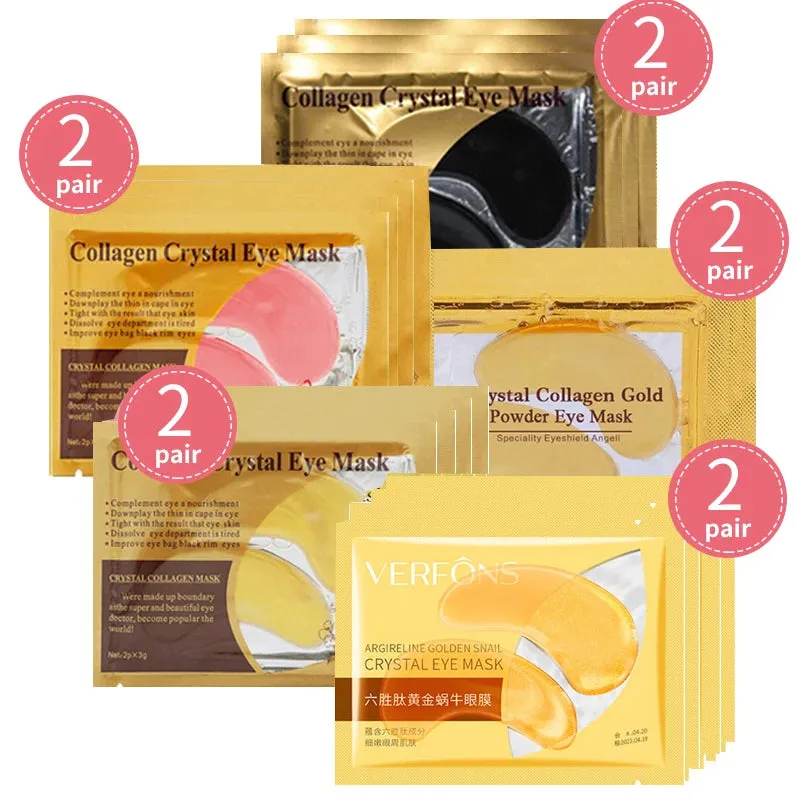 10pcs=5packs Gold Crystal Collagen Eye Mask Eye Patches Eye Mask For Face Care Dark Circles Remove Gel Mask for the Eyes