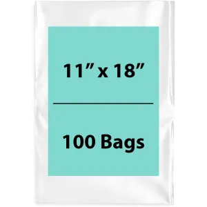 11X18 inches Clear Flat Poly Bags 4Mil Open Top (LDPE)