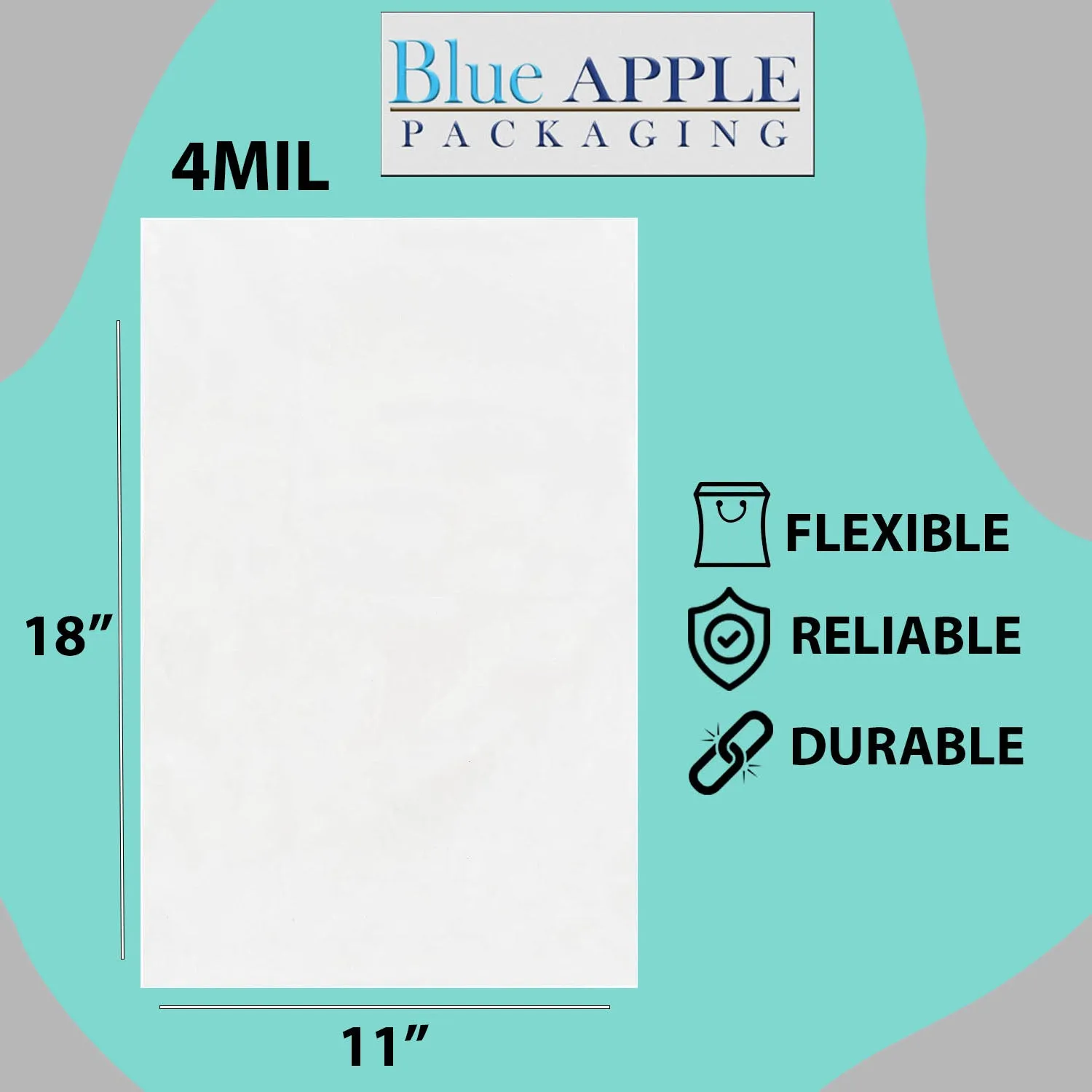 11X18 inches Clear Flat Poly Bags 4Mil Open Top (LDPE)