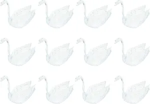 12 Pack Clear Plastic Swan Wedding Favors Candy Dishes 3"