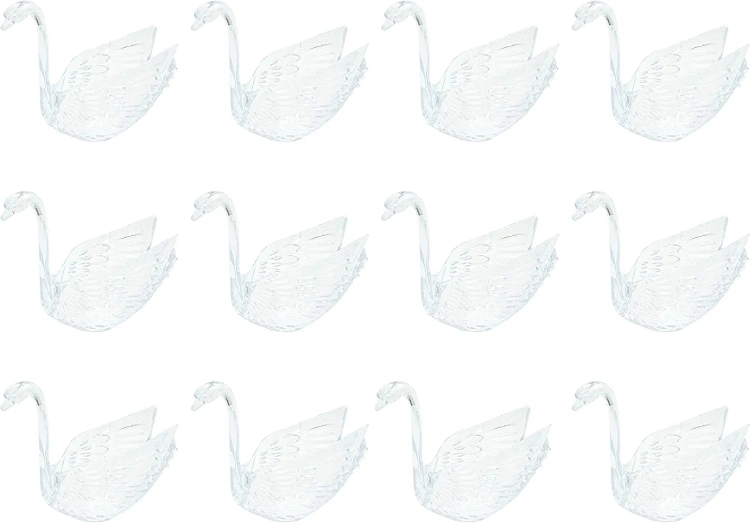 12 Pack Clear Plastic Swan Wedding Favors Candy Dishes 3"
