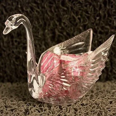 12 Pack Clear Plastic Swan Wedding Favors Candy Dishes 3"