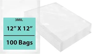 12X12 inches Vacuum Seal Bags for Food Packaging 3 Mil Co-Extruded
