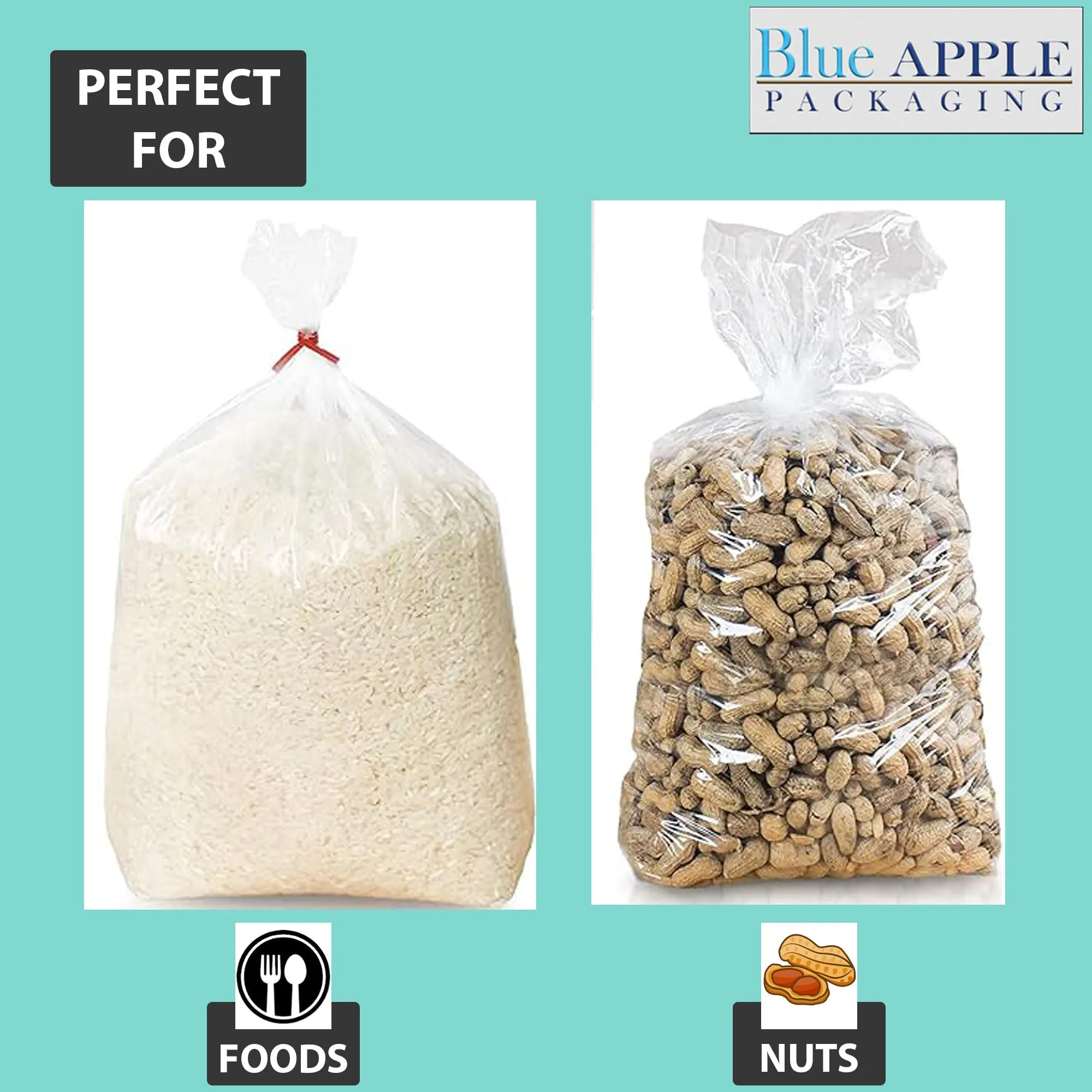 12X8X20 inches Gusseted Poly Bags Clear 2 Mil Low Density LDPE