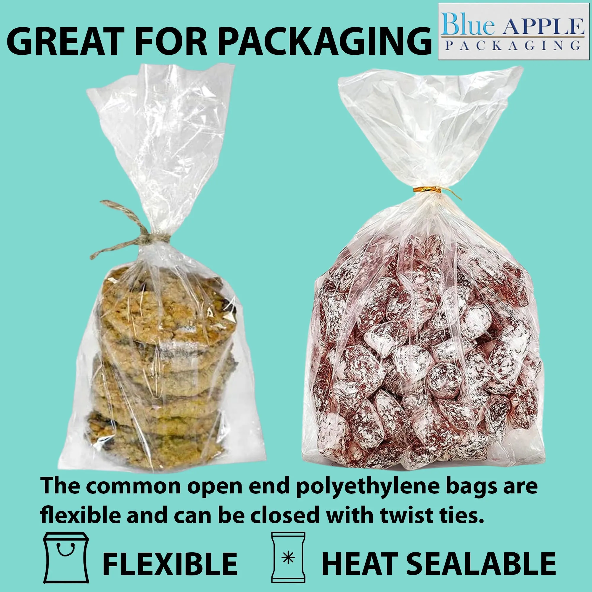 12X8X20 inches Gusseted Poly Bags Clear 2 Mil Low Density LDPE