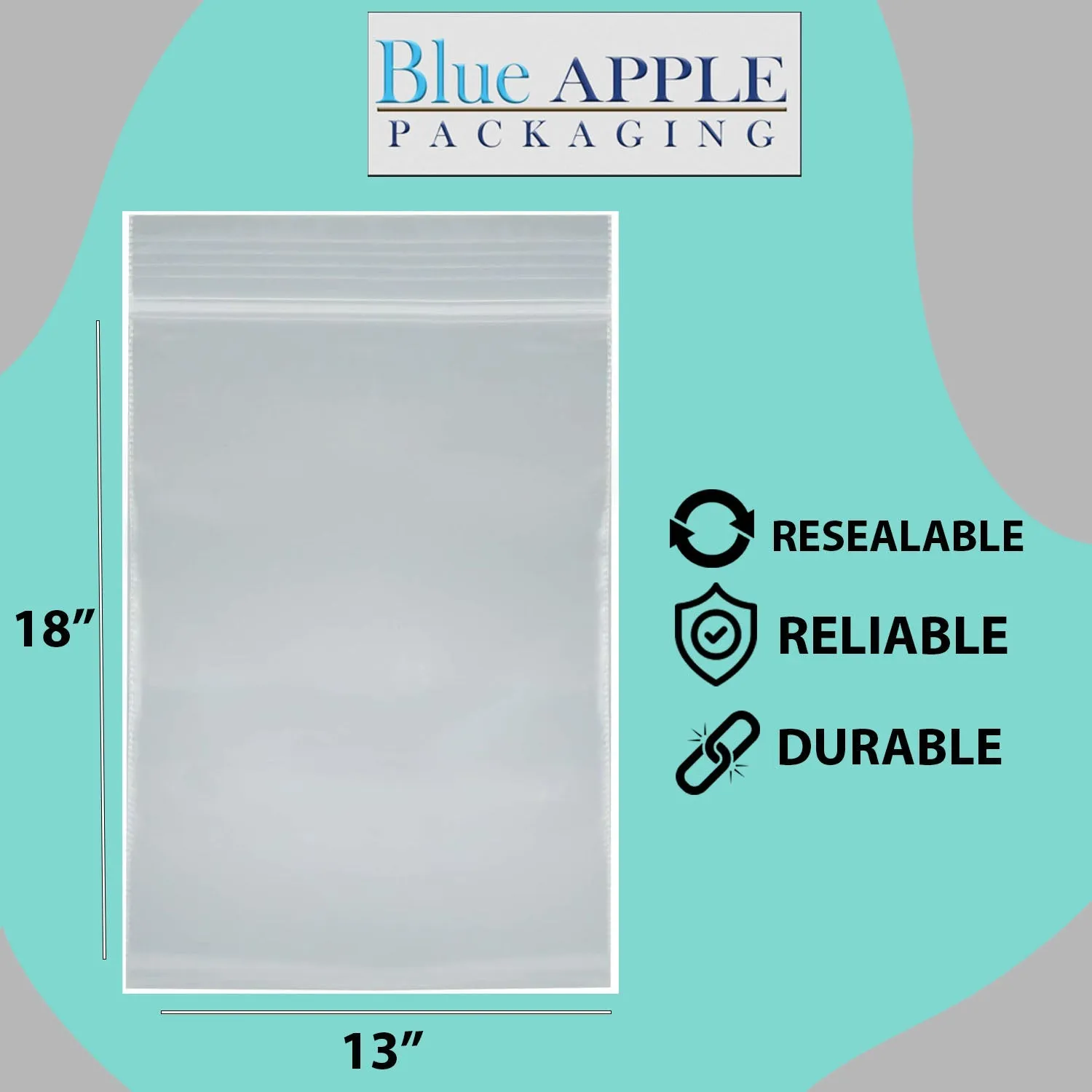 13X18 inches Reclosable Single Line Zipper Poly Bags 4 Mil (LDPE)