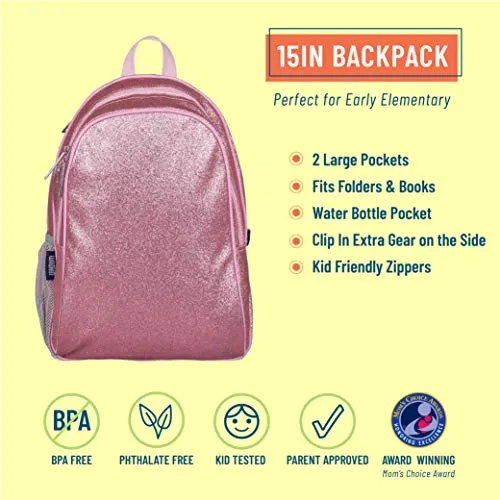 15 Inch Kids Backpack for Boys & Girls, 600-Denier Polyester