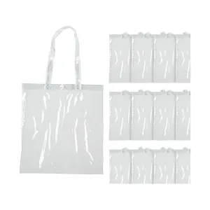 15" x 16" Large Clear Transparent Tote Bags – 12 Pc.