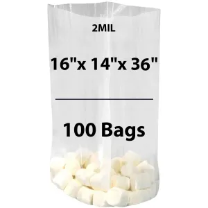 16X14X36 inches Gusseted Poly Bags Clear 2 Mil Low Density LDPE