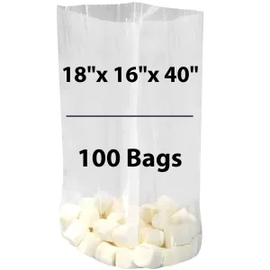 18X16X40 inches Gusseted Poly Bags Clear 1.5 Mil Low Density LDPE