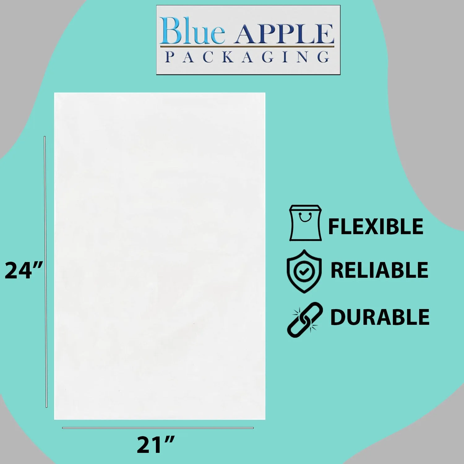 21X24 inches Clear Flat Poly Bags 1Mil Open Top (LDPE)