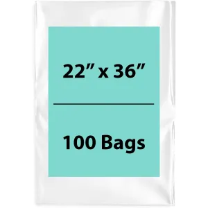 22X36 inches Clear Flat Poly Bags 1.5Mil Open Top (LDPE)