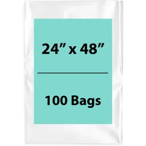 24X48 inches Clear Flat Poly Bags 4Mil Open Top (LDPE)