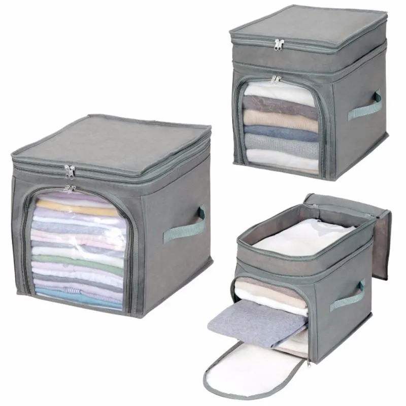 29L Clothes Quilts Storage Bags Folding Bamboo Transparent Storage Container