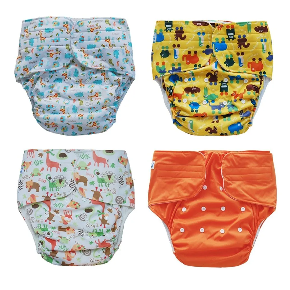 2Pcs Reusable Diapers  2pcs Microfiber Inserts