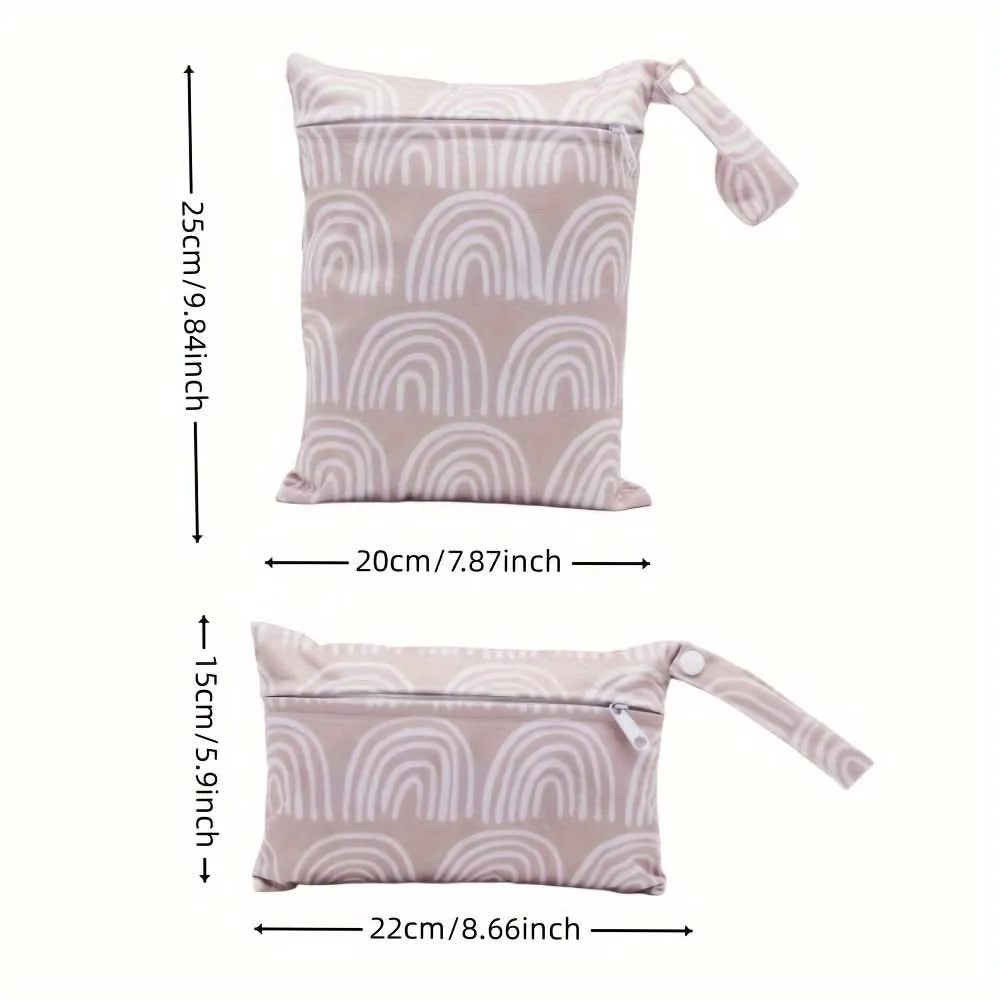 2pcs Waterproof Rainbow Diaper Bags, Reusable Pouches