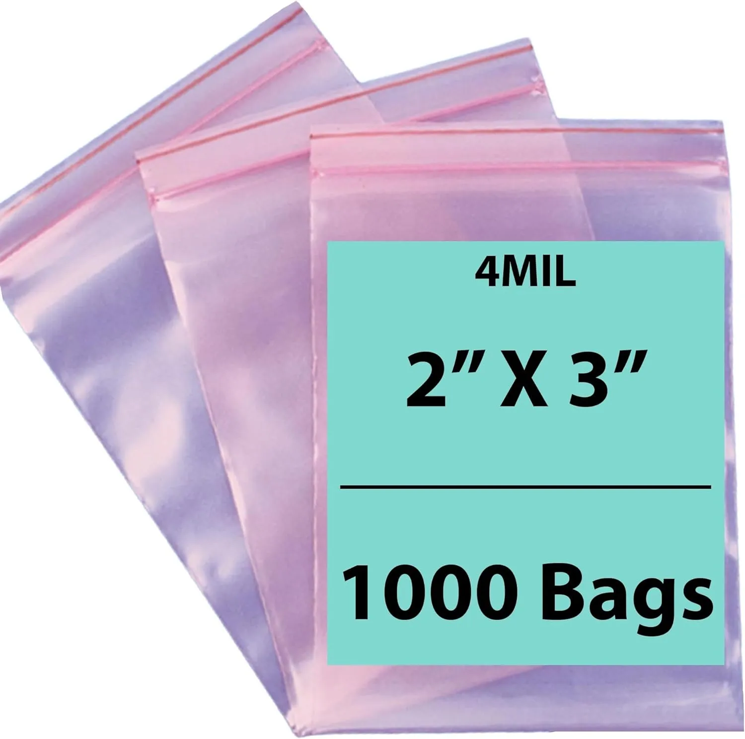 2X3 inches Pink Anti Static Zip Lock Bags 4 Mil