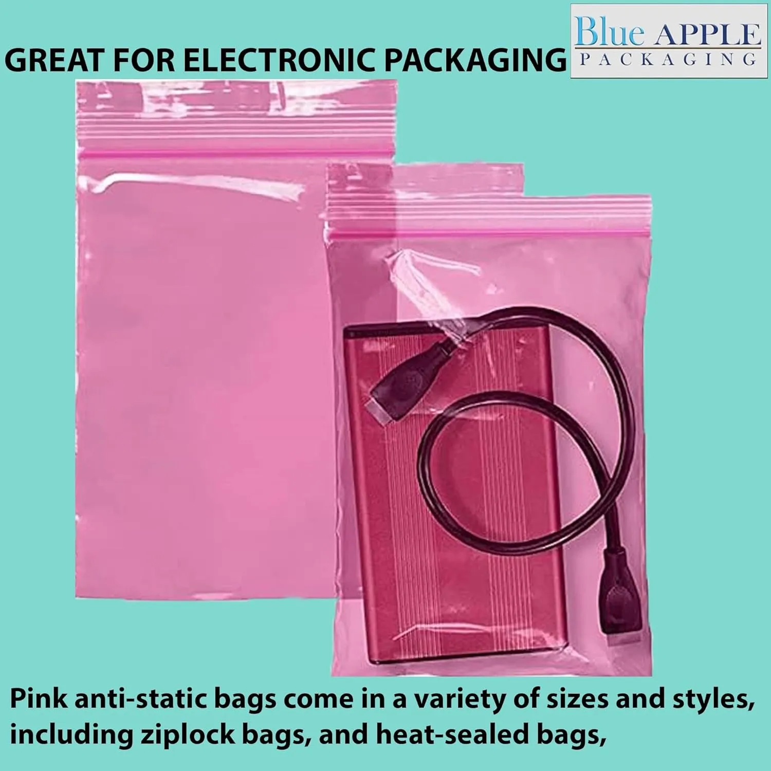 2X3 inches Pink Anti Static Zip Lock Bags 4 Mil