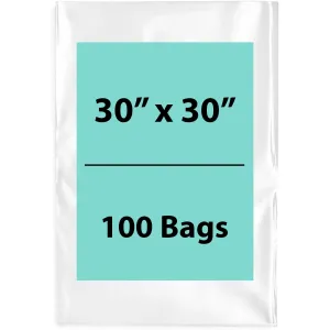 30X30 inches Clear Flat Poly Bags 4Mil Open Top (LDPE)