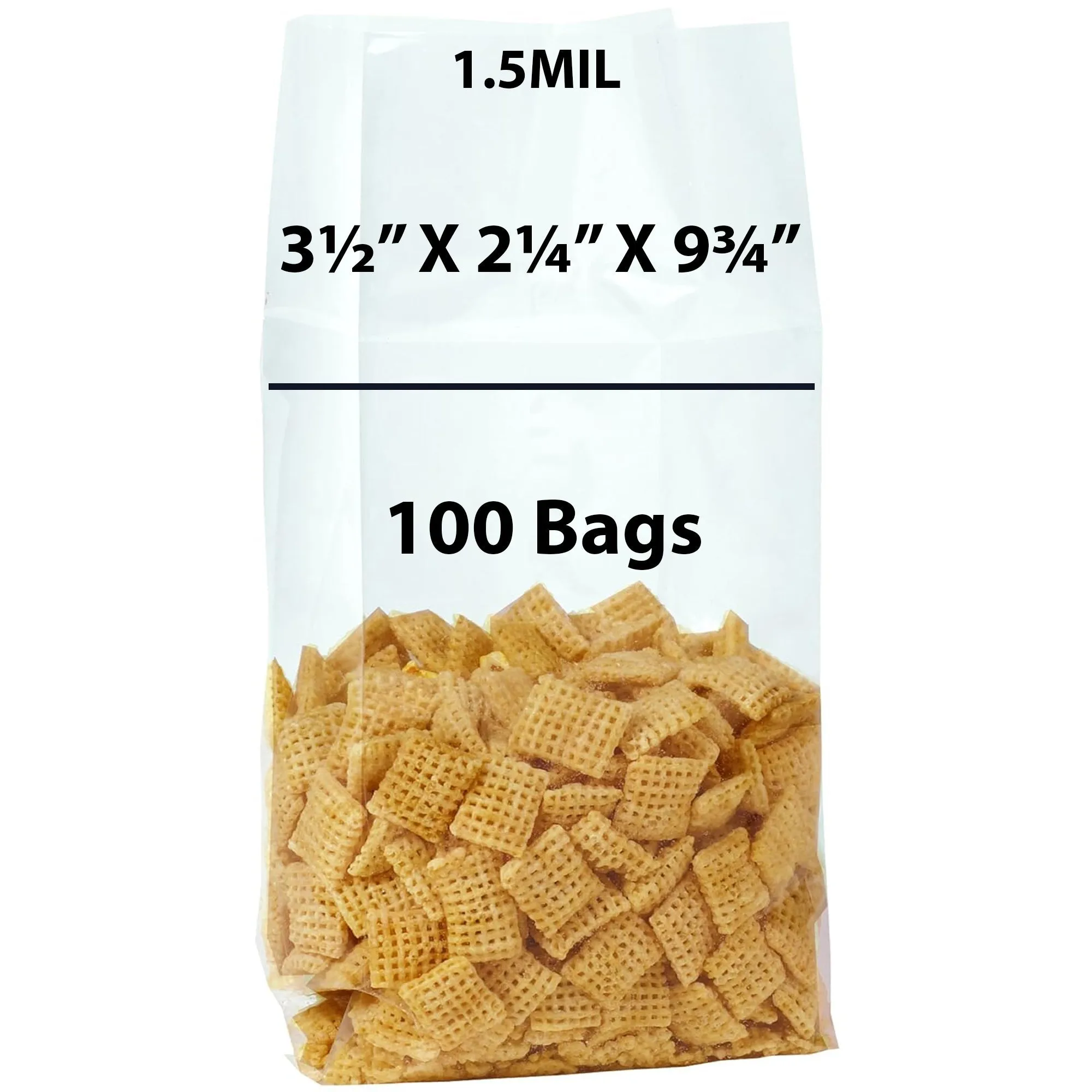 3.5X2.25X9.75 inches Gusseted Polypropylene Bags 1.5 Mil  Side Gusset