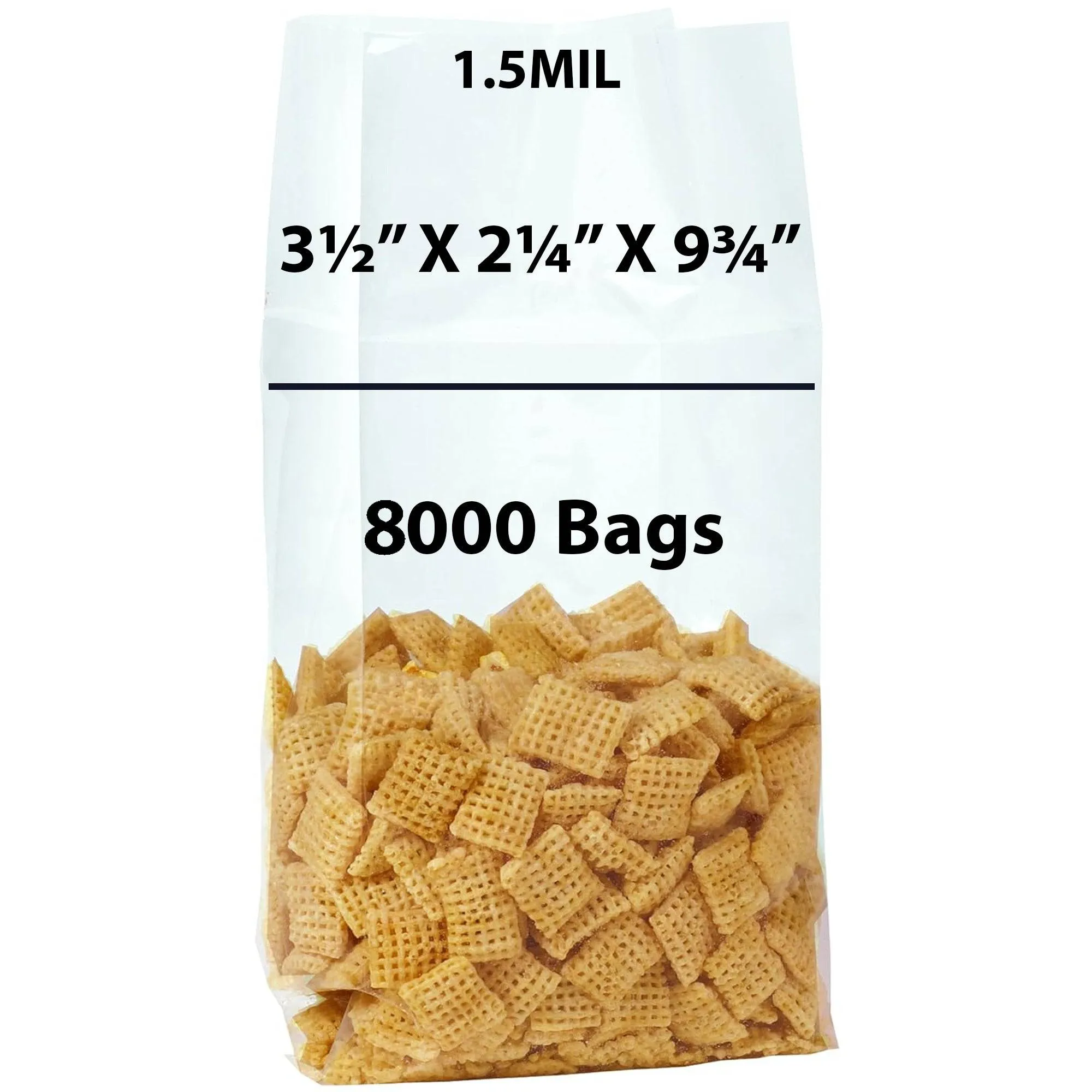 3.5X2.25X9.75 inches Gusseted Polypropylene Bags 1.5 Mil  Side Gusset