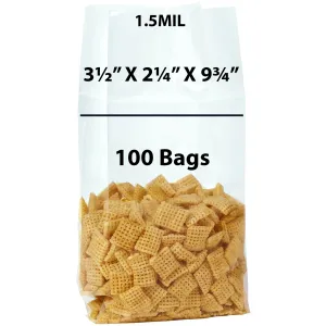 3.5X2.25X9.75 inches Gusseted Polypropylene Bags 1.5 Mil  Side Gusset