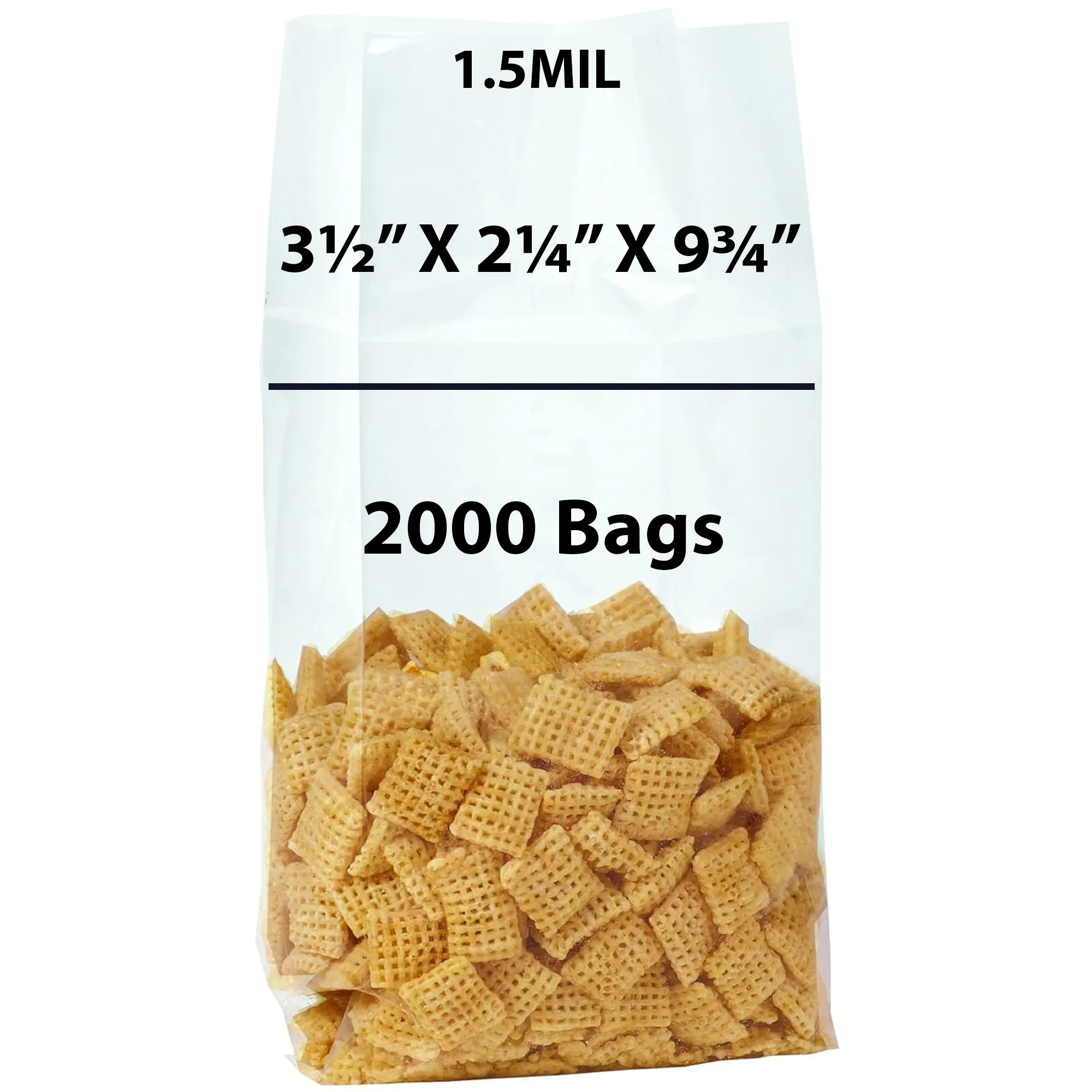 3.5X2.25X9.75 inches Gusseted Polypropylene Bags 1.5 Mil  Side Gusset