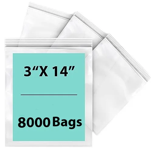 3X14 inches Reclosable Single Line Zipper Poly Bags 2 Mil (LDPE)