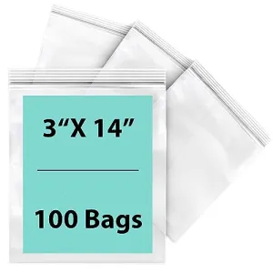 3X14 inches Reclosable Single Line Zipper Poly Bags 2 Mil (LDPE)