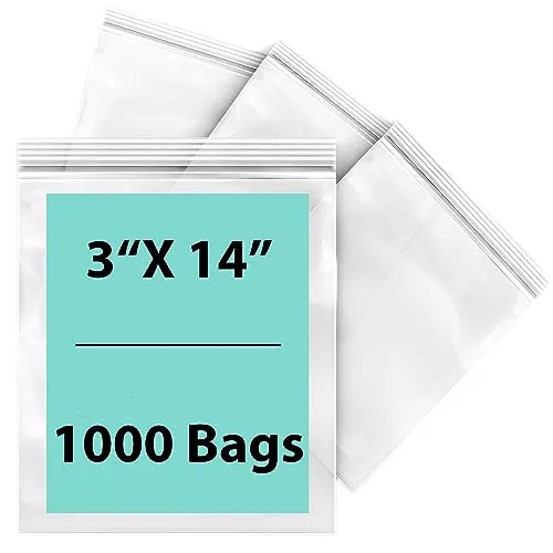 3X14 inches Reclosable Single Line Zipper Poly Bags 2 Mil (LDPE)