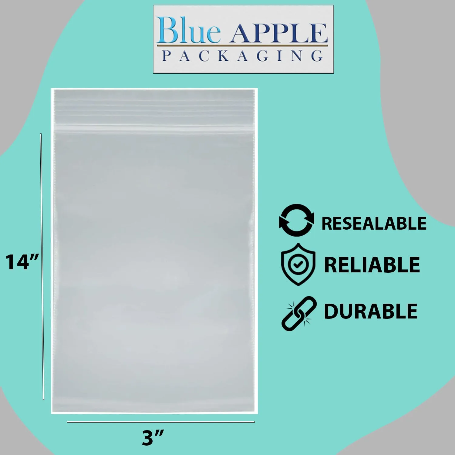 3X14 inches Reclosable Single Line Zipper Poly Bags 2 Mil (LDPE)