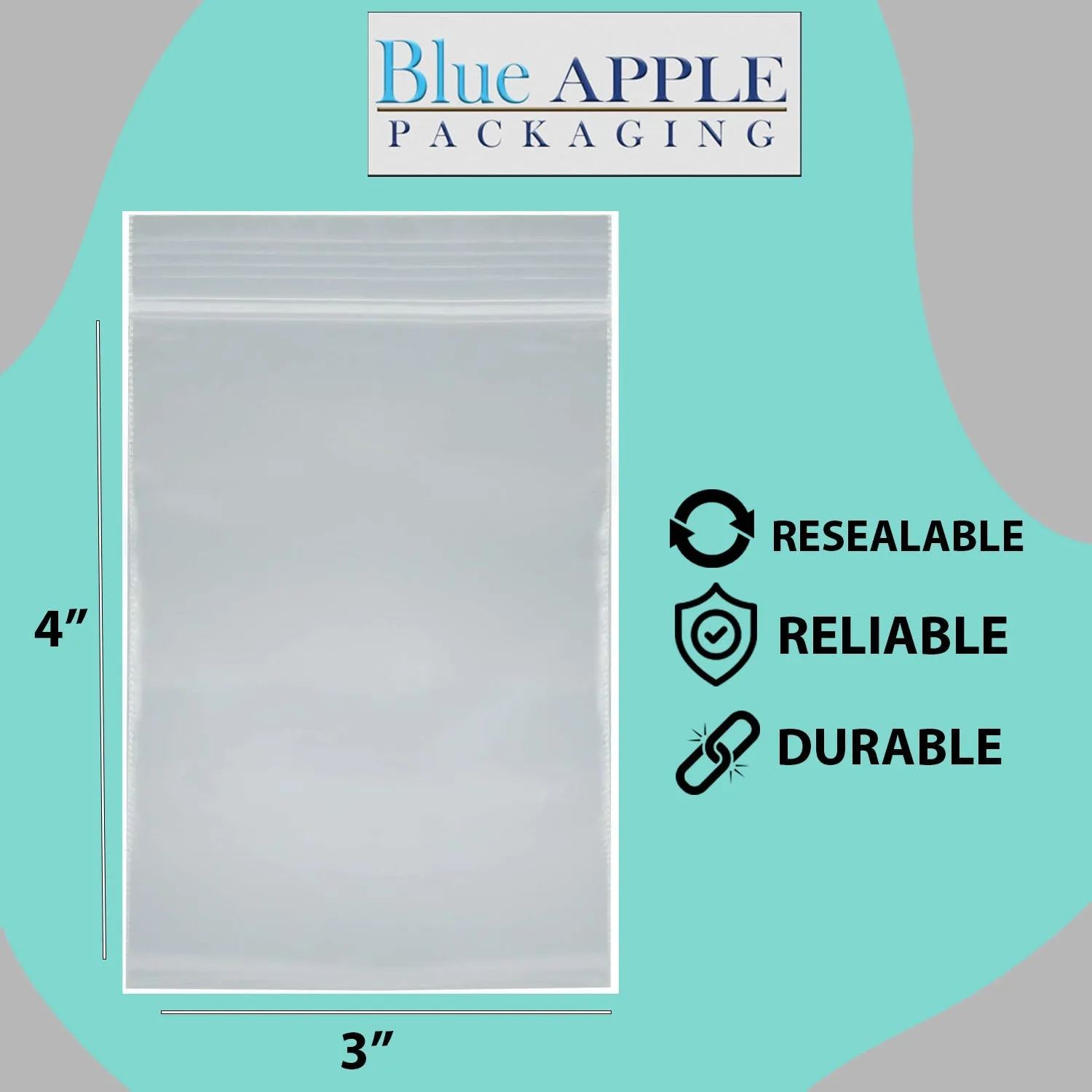 3X4 inches Reclosable Single Line Zipper Poly Bags 4 Mil (LDPE)