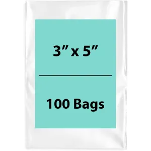 3X5 inches Clear Flat Poly Bags 6Mil Open Top (LDPE)