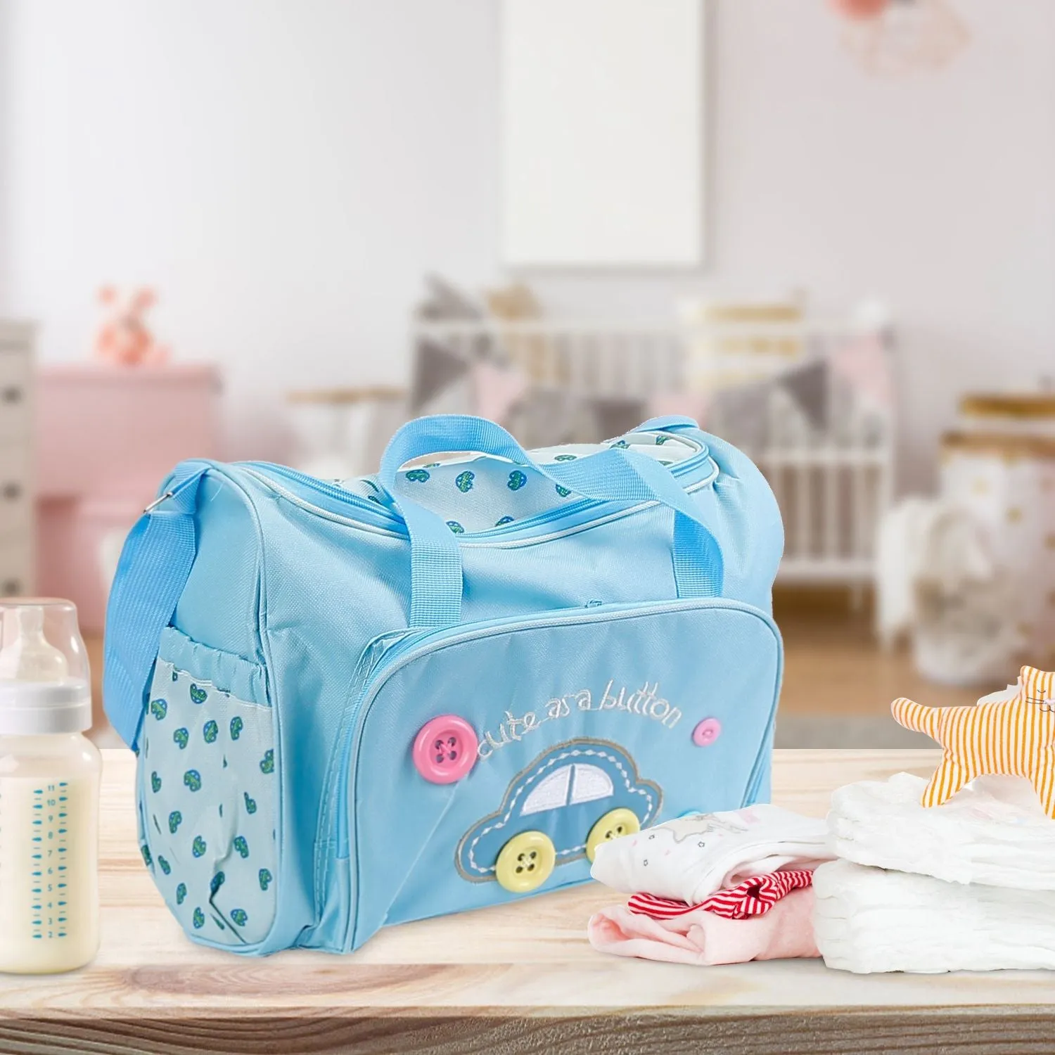 4Pcs Diaper Bag Tote Set Baby Napping Changing Bag Shoulder Mummy Bag with Diaper Changing Pad
